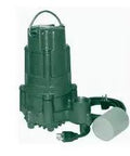 Heavy Duty 3/4 Hp Effluent And Sump Pump With Easy Auto Float Switch 230 Volt Cast Iron Build 1 1/2 Inch Npt Discharge 20 Ft Cord Top Shelf Basement Drainage Big Dog side view of submersible pump with power cord