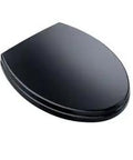 Top Tier Soft Close Elongated Toilet Seat And Lid In Matte Ebony Finish crafted from heavy duty plastic, shown from above.