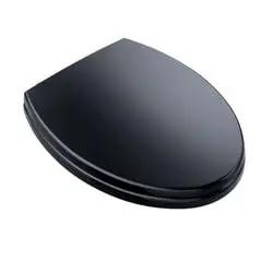 Top Tier Soft Close Elongated Toilet Seat And Lid In Matte Ebony Finish crafted from heavy duty plastic, shown from above.