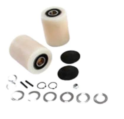 Premium Wheel Kit For Manual Pallet Jack H 2186 With White Nylon Wheels, Heavy Duty Replacement Parts shown with components