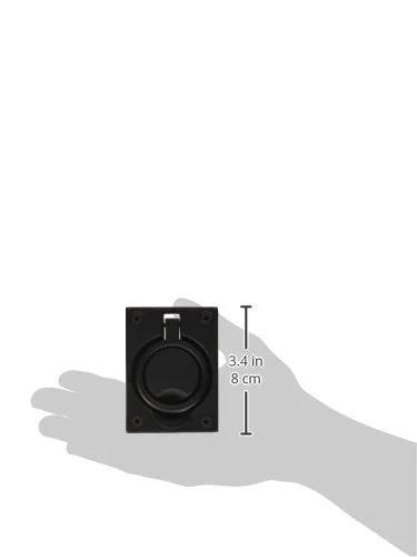 Solid Brass Flush Ring Pull Handle In Black Finish against hand for size reference