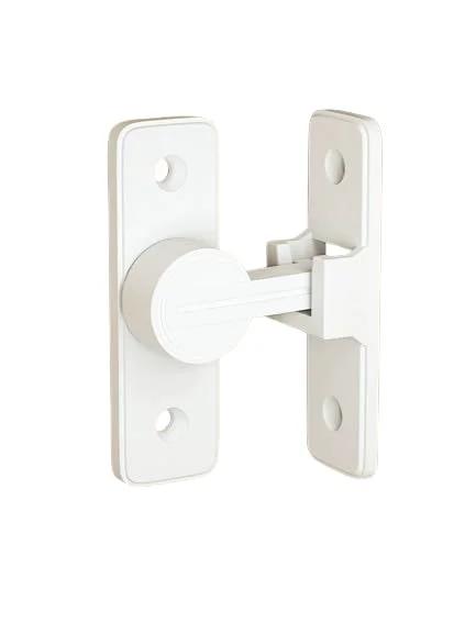 90 Degree Door Lock For Barn Doors, Premium Solid Construction, Secure Latch With Modern Minimalist Design, Matte White Finish