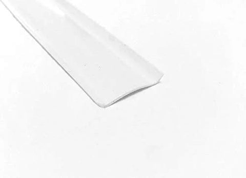 White vinyl 7/8-inch insert molding trim screw cover for RV trailer, close-up view