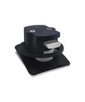 Boat deck square locker latch with key, black housing and 316 stainless steel latch, front view