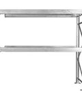 Built Tough 48X144X120 Inch Two Tier Galvanized Teardrop Pallet Rack Add On with 6 5 Inch Beams, side view showing shelves.