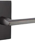 Dope Passage Door Set With Modern Rectangular Rosette And Helios Lever In Oil Rubbed Bronze Left Hand Solid Brass Construction