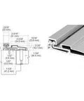 Detailed diagram and profile view of Anodized Aluminum Roton Full Surface Hinge Heavy Duty for Heavy Doors Up to 600 Pounds 83 Inch.