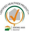 Certified Healthier Products logo from Sentinel Haus Institut with check mark, indicating product safety assurance.