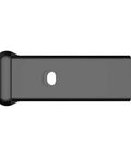 Side view of Dodge Ram 2500 3500 hitch receiver adapter two and a half inch to two inch direct factory replacement, gloss black