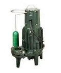 Heavy Duty Cast Iron Effluent Pump Featuring Quick Trigger Automatic Float Switch And Beefy One Half Horsepower Motor Built Tough For Serious High Head Job Site Work with green float.
