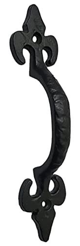Antique Cast Iron Cabinet Pull 6.1 Inches Matte Black for Vintage Wooden Doors and Furniture