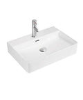 Square Vessel Sink for Bathroom Countertop - Above Counter Wash Basin for Home & Hotel - Modern Art Design, Bathroom Sink with smooth white finish.