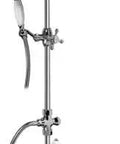 Premium Polished Chrome Exposed Thermostatic Shower System Featuring Top Shelf Bathroom Fixtures And Pretty Slick Temperature Control For A No Sweat Daily Refresh At Home with overhead and handheld shower options.