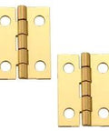Solid Brass Miniature Medium Hinge Three Quarters Inch Long By One Inch Open With Screws Two Pair Pack for Small Boxes