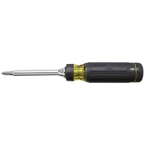 Ratcheting Multi-Bit Screwdriver 15-In-1 with Phillips Slotted Square Torx and Combo Bits Plus One Quarter Inch Nut Driver side view