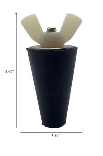 Universal Rubber Winter Plug For 1/2 To 1 Inch Holes Tapered Multipurpose Stopper, shown with measurements 2.68 in x 1.98 in.