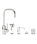 Durable Heavy Duty Distressed American Bronze Prep Faucet Four Piece Kitchen Sink Suite, modern chrome faucet set with streamlined design.
