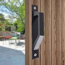 7.9 Inch Sliding Barn Door Handle Black 2 Pack Wooden Door Pull Handle for barn doors, side view on wooden door