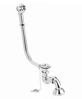 Independent Tub Drainer Chrome Plated U99886061 Hefty Drip Free Bath Plumbing Fixture with flexible drain pipe and stopper.