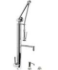 Top Shelf Contemporary Gantry Faucet Straight Spout Three Piece Suite In Warm Antique Copper For Seamless Kitchen Upgrades With Knockaround Toughness And No Sweat Setup, showcasing chrome finish and unique design.