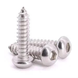 M3 X 8mm Button Head Socket Cap Screws 100 Pc Set 304 Stainless Steel 18 8 Self Tapping Point Full Thread M3 0.5 Hex Drive 2mm