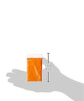 Wood dye powder sachet, orange; front view held in hand, 3.8 in tall.