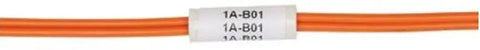 Duplex Cable ID Sleeve 3mm White Pack Of 100 For Laser Inkjet And Thermal Transfer Labels on orange cable with clear legend.
