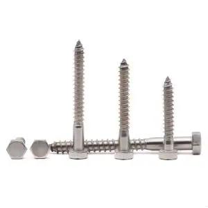 Heavy Duty 10 Pack Stainless Steel Hex Lag Screws 3/8 x 1-1/2 Full Thread For Decks Gazebos And Wood Connections