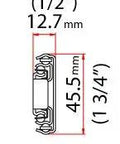 Technical drawing with dimensions for 12 Inch 100 Lb Full Extension Ball Bearing Drawer Slides with 1 Inch Over Travel Side Mounted Design