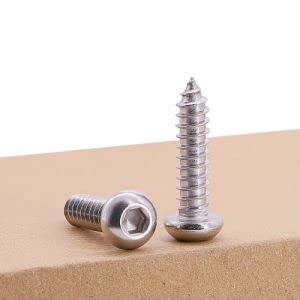 Button Head Socket Cap Screws Set For Sheet Metal And Wood M4 X 35mm 304 Stainless Steel 18-8 Hex Drive 2.5mm Self Tapping Point
