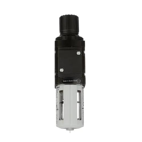 One Quarter Inch Piggyback Filter Regulator With Lubricator For Industrial Air Systems Shop Floor Ready 1000 Series Manual Drain Poly Bowl
