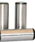 Three Beefy 1/4 Inch By 1-1/4 Inch Dowel Pins, Alloy Through Hardened, Pack Of 10, Precision Fit, displayed upright on a flat surface
