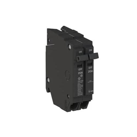 Single Unit THQLT2020 Q-Line Tandem Circuit Breaker 20A/1P + 20A/1P Plug-in 120/240V 10 kAIC Non-Interchangeable Trip