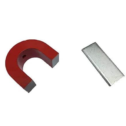 Beefy Red Alnico Horseshoe Magnet Workhorse With 40 Lb Pull Capacity And 12 Oz Tool Magnet with removable keeper shown separately