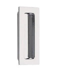 Emtek Modern Rectangular Flush Pull Handle In Polished Chrome Finish, 1.75 Inch By 4 Inch, shown from a side angle