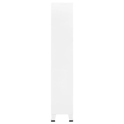 Side view of Heavy Duty Industrial Steel Bookshelf With Doors, 70.9 Inch Tall White Storage Cabinet For Home Office