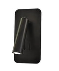 Sleek Rotating Led Wall Sconce With Snappy On Off Switch Sharp Black Rectangle Build featuring a cylindrical light fixture for bedroom headboards.