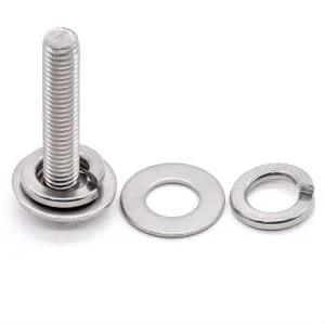 Stainless steel M8 bolt with flat washer and split lock washer