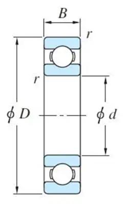 Technical diagram of 50 Pack Deep Groove Ball Bearings 4x11x4 mm Shielded 694ZZ R-1140ZZ