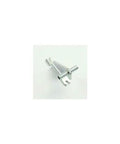 Genuine WP2166037 Refrigerator Center Door Hinge Replacement Silver Steel Bracket for upper and lower door alignment view from above.