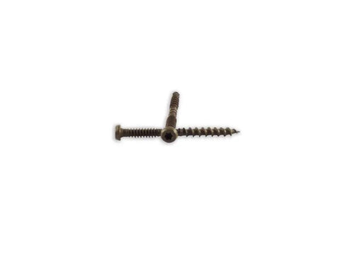Composite Deck Screws No 10 By Two And A Half Inch Brown E Coat close-up with Torx T20 bit feature