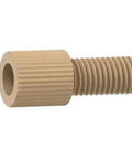 Flangeless Male Nut For 1/16 Inch OD Tubing With Natural PEEK, standard knurl, 1/4-28 no-flange flat-bottom ferrule