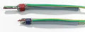 Gsb115 ShieldKon Connector Pack Of 1000 Heavy Duty Hard Bronze Grounding Clamps For Shielded Coax Cables Solderless Crimp Connection With Tin Plated Finish Two wiring connectors with colored insulation.