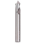 Pair of two-flute center drill bits in metallic finish for aluminum; 90° countersink chamfering