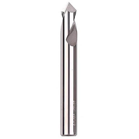 Pair of two-flute center drill bits in metallic finish for aluminum; 90° countersink chamfering