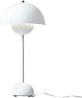 Agnete White Table Lamp With Steel Construction And Powder Coated Finish, Sleek Mid Century Inspired Desk Light For Living Room Or Bedroom