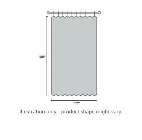 Illustration of Natural Linen Curtains 108 Inch Long, 2 Panels, 52x108 dimensions, back tab loop, semi-sheer material, rustic farmhouse style