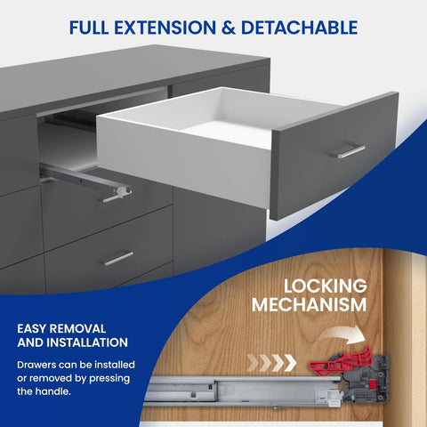 Undermount Soft Close Drawer Slides 21 Inch Full Extension Concealed Drawer Runners with Locking Devices in kitchen cabinet