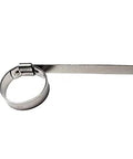 Side view of Band-It JS2439 junior hose clamp, 3/8 in wide, 1 in diameter, stainless steel