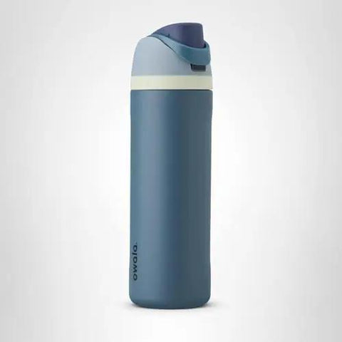FreeSip Insulated Stainless Steel Water Bottle With Straw And Locking Push Button Lid BPA Free Sports Bottle 24 Oz Denim Color